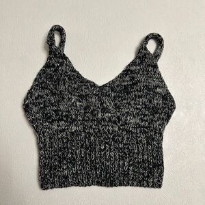 Pins and Needles Black White Knit Crop Top Sweater Tank Size Small